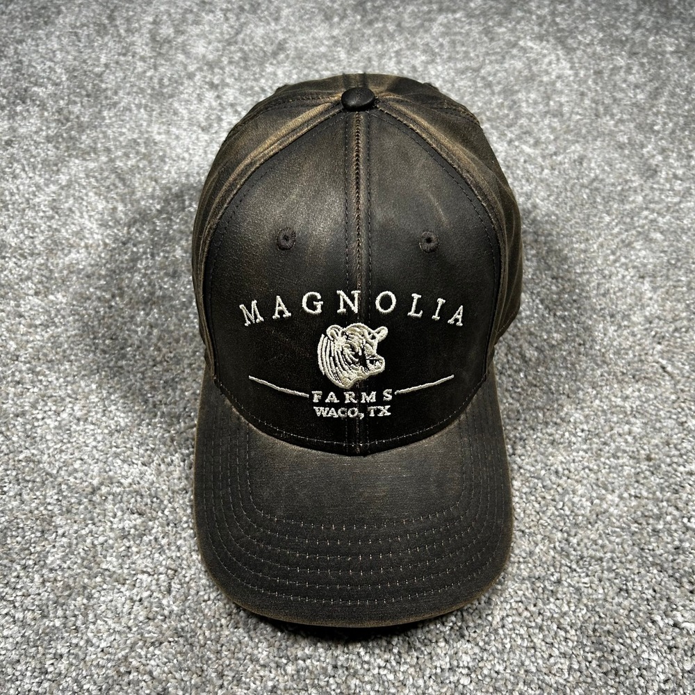 Magnolia Farms Waco TX Hat Brown Distressed Baseball Cap Pig Logo One Size